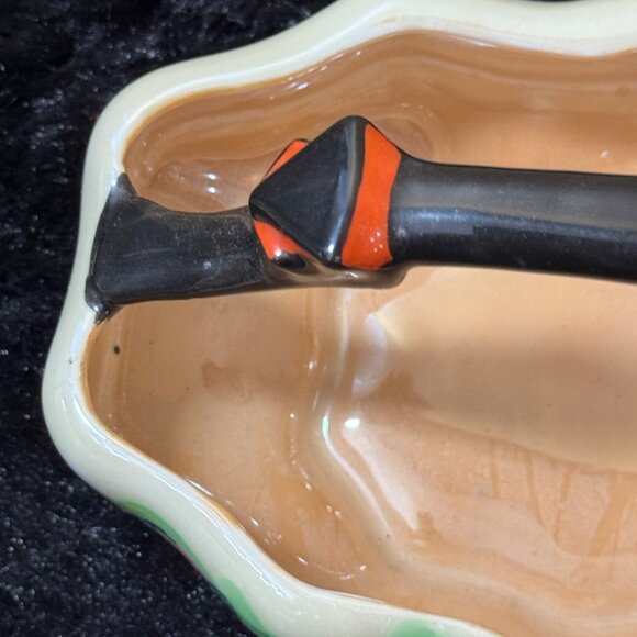 Vintage Orange Lusterwear Hand painted Japanese Ceramic Basket  Floral - Picture 5 of 10